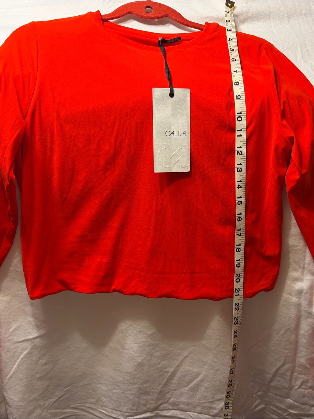 Calia XL Red Fitted Long Sleeve Crop Top Lycra Material - NWT